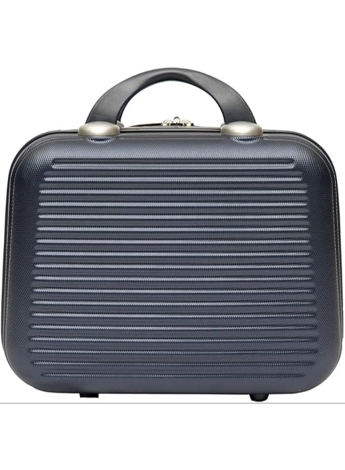 حقيبة مكياج رويال ترافل بتصميم مخطط مقاس 13.5 بوصة، حقيبة صلبة متعددة الجيوب مع حزام مطاطي، لون أزرق داكن - Image 1